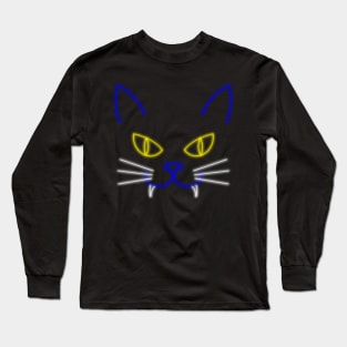 Neon Light Art Halloween Cat Long Sleeve T-Shirt